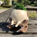 Creative Hanging Resin Flower Pots with Smiling Faces