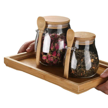 High Borosilicate Glass Sealed Jar with Spoon for Storage