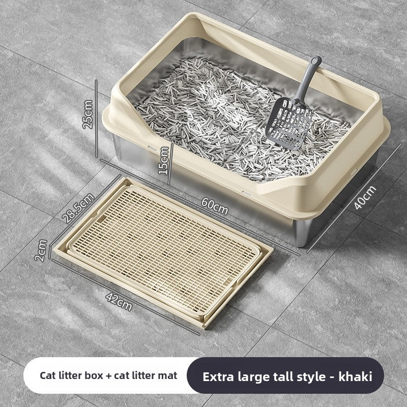 Stainless Steel Cat Litter Box with Anti-Splash Cover