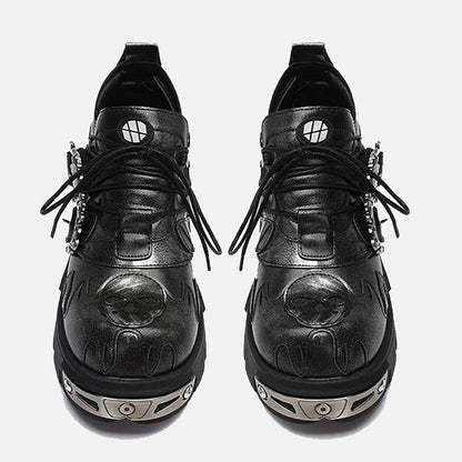 Dark punk little leather shoes