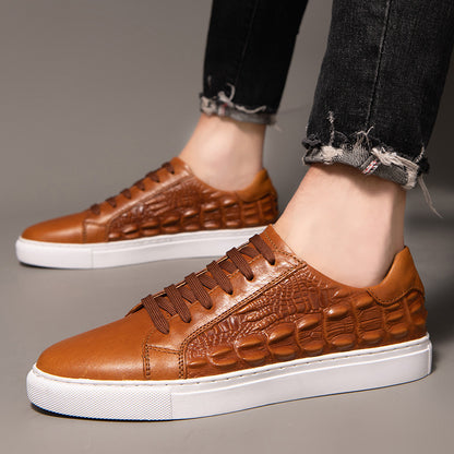 Genuine Leather Crocodile Pattern Casual Shoes for Men