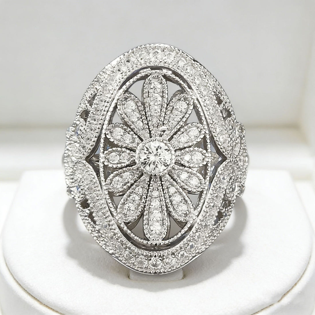 Silver Gold Plated Ring with White Diamond