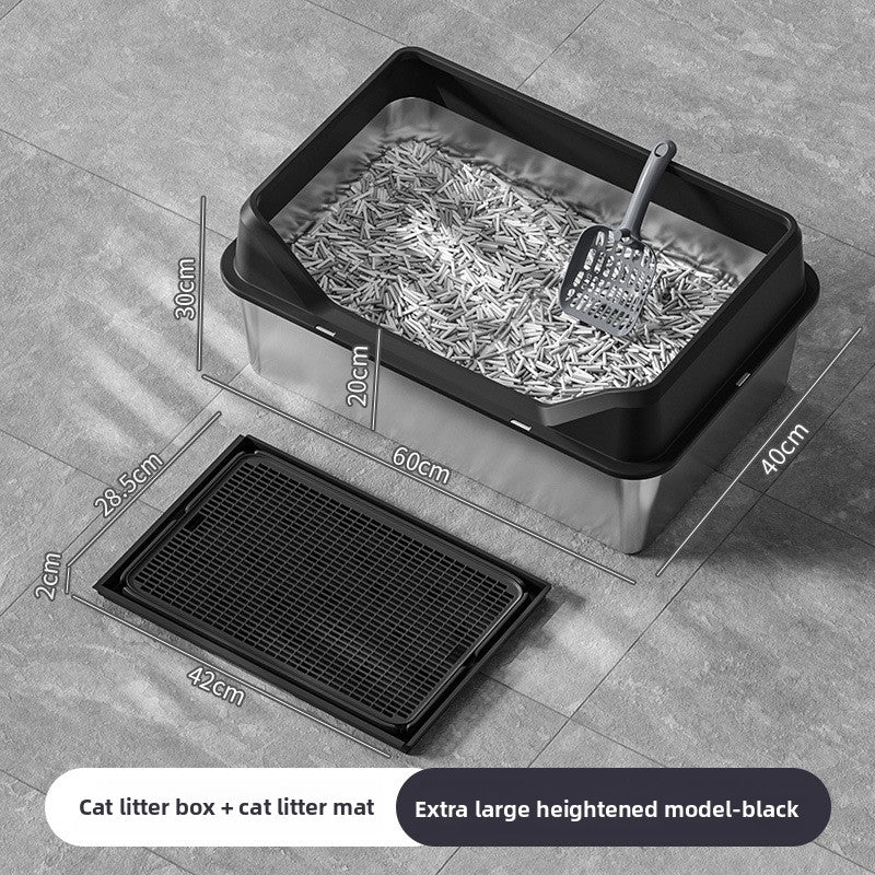 Stainless Steel Cat Litter Box with Anti-Splash Cover
