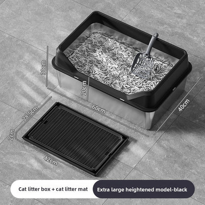 Stainless Steel Cat Litter Box with Anti-Splash Cover