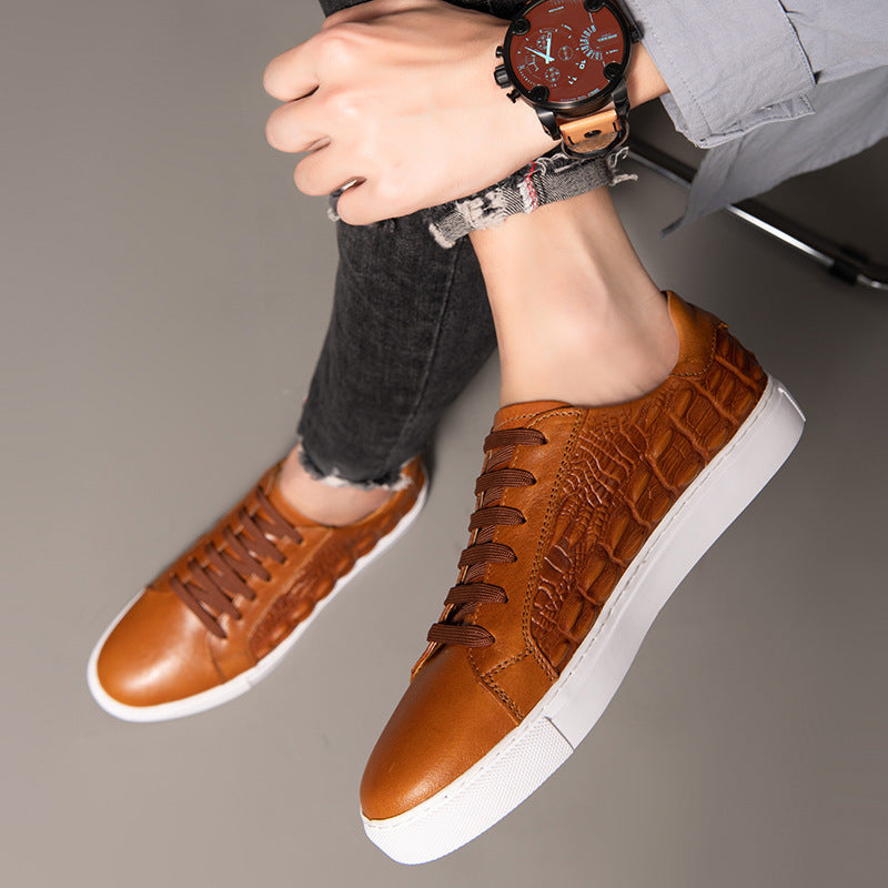 Genuine Leather Crocodile Pattern Casual Shoes for Men