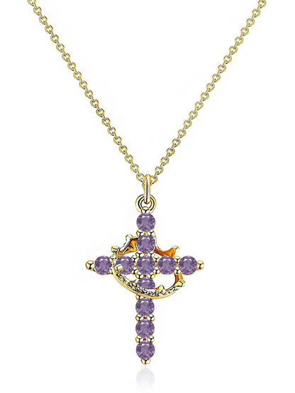 Rotating Zircon Cross Pendant Necklace
