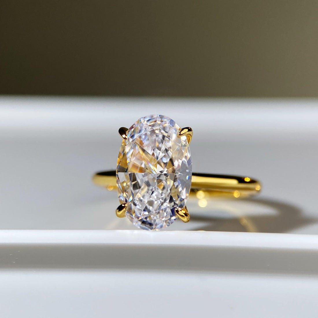 S925 Sterling Silver Diamond Ring with Gold Plating