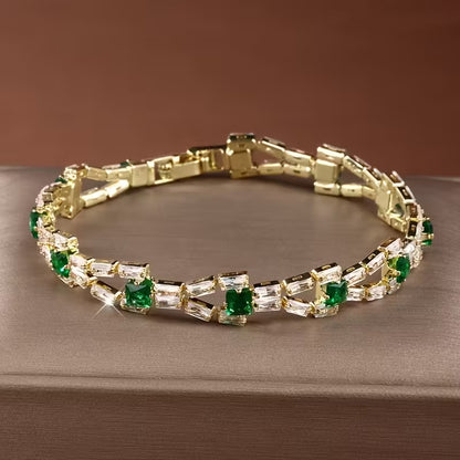 Geometric Square Two-Row Zircon Tennis Bracelet