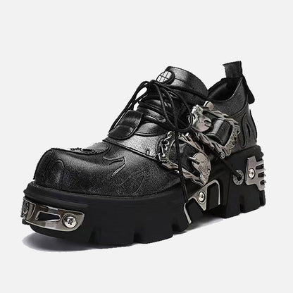 Dark punk little leather shoes