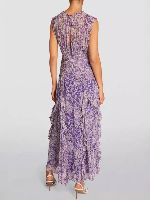 Floral Print Chiffon Evening Dress
