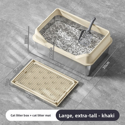 Stainless Steel Cat Litter Box with Anti-Splash Cover