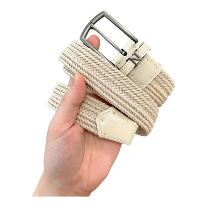 Mens Woven Elastic Leather Belt
