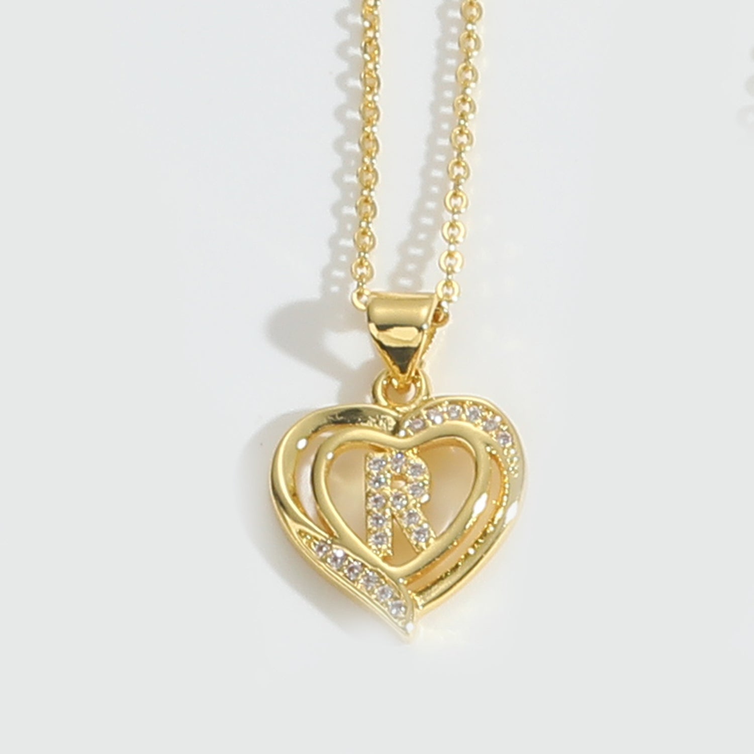 Heart Shape Zircon Letter Necklace
