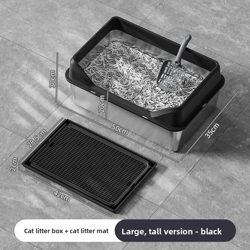 Stainless Steel Cat Litter Box with Anti-Splash Cover