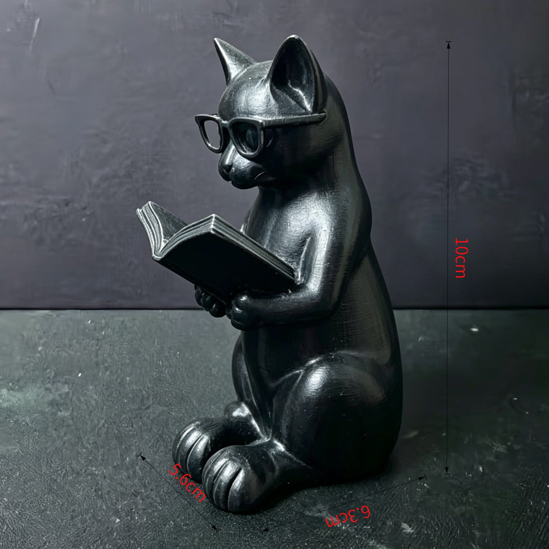 3D Printed Cat Reading Sculpture Desktop Decoration