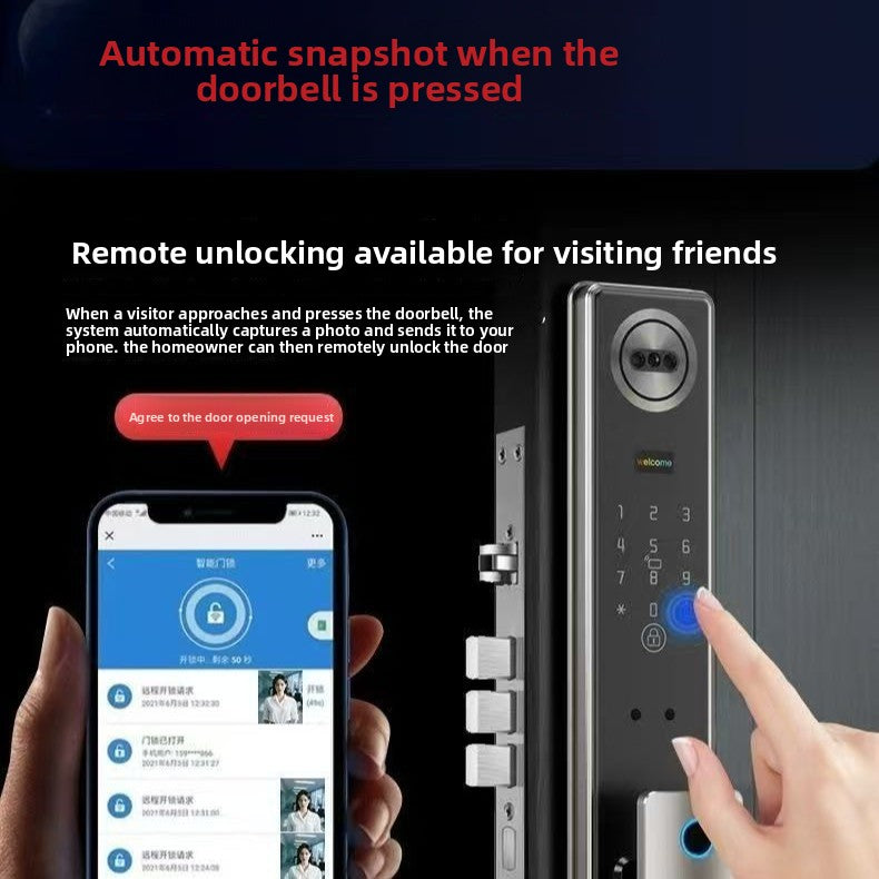 Smart Lock Facial Recognition Fingerprint Door Lock Remote Intercom