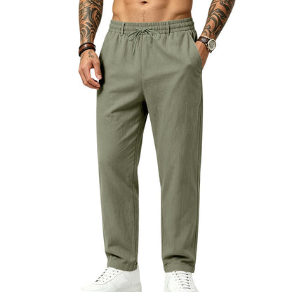 Mens Casual Linen Drawstring Trousers