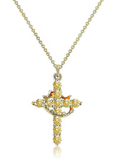 Rotating Zircon Cross Pendant Necklace