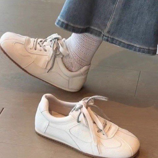 Women Cowhide Square Toe Lace-Up Casual Shoes