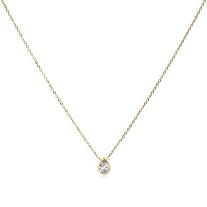 Water Drop Zircon Gold Plated Necklace with Adjustable Chain