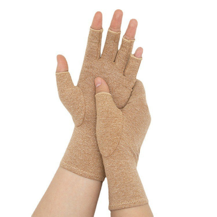 Grey Half-Finger Protective Pressure Gloves