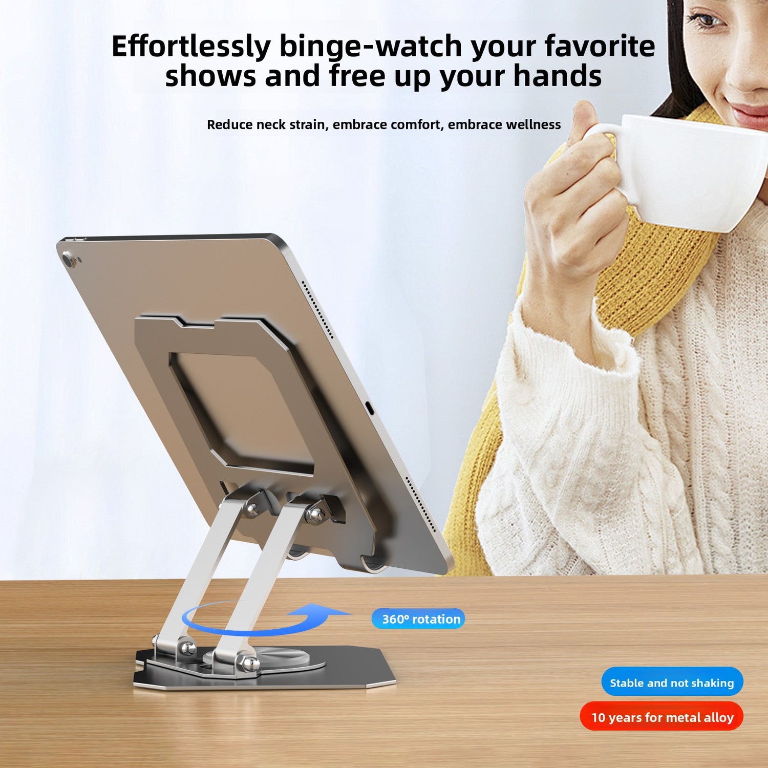 Rotating All-Metal Notebook Folding Tablet Desktop Stand