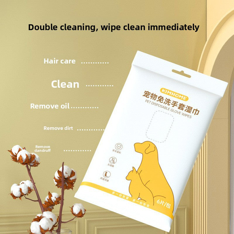 Pet Cleaning Gloves Waterless Wipe