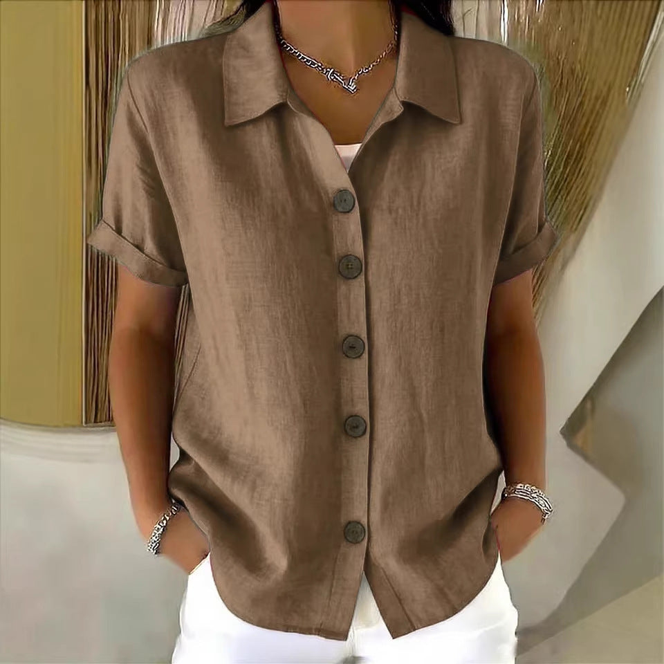 Casual Lapel Button Short Sleeve T-Shirt
