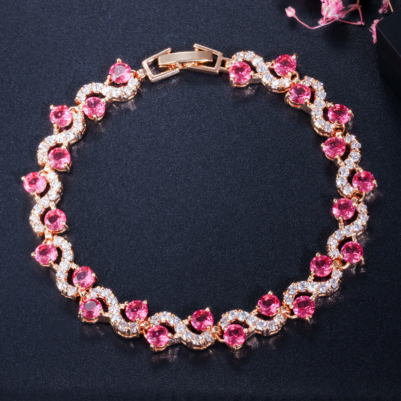 Elegant Gold Electroplated Copper Zircon Bracelet