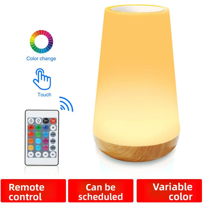 Wood touch sensor night light with remote control
