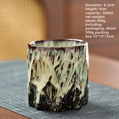 Handmade Ceramic Mug with Wood Grain Glaze