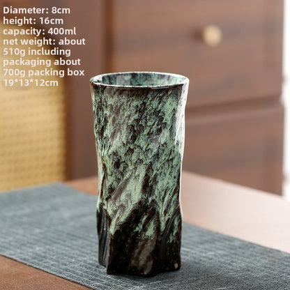 Handmade Ceramic Mug with Wood Grain Glaze