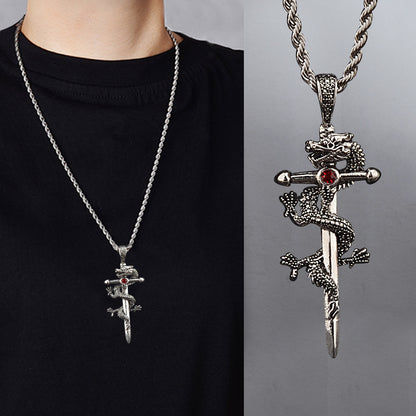 Titanium Steel Twist Chain Necklace Pendant