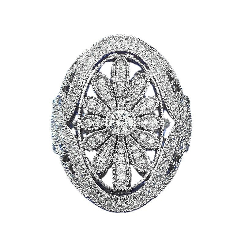 Silver Gold Plated Ring with White Diamond