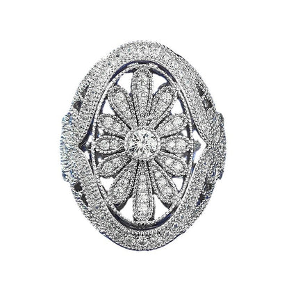 Silver Gold Plated Ring with White Diamond