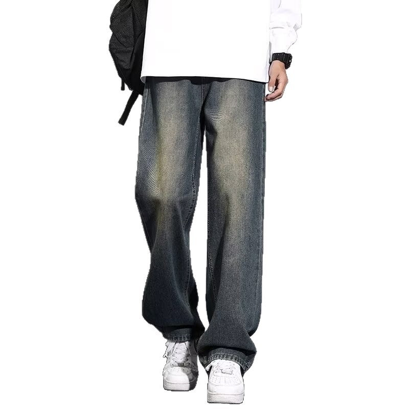 Retro Loose Fit Denim Pants for Men