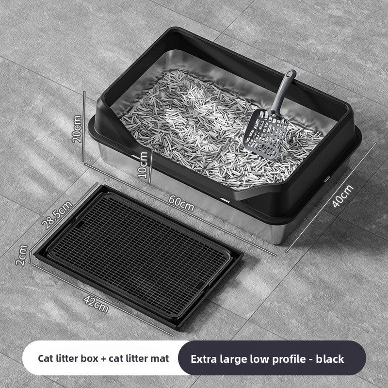Stainless Steel Cat Litter Box with Anti-Splash Cover