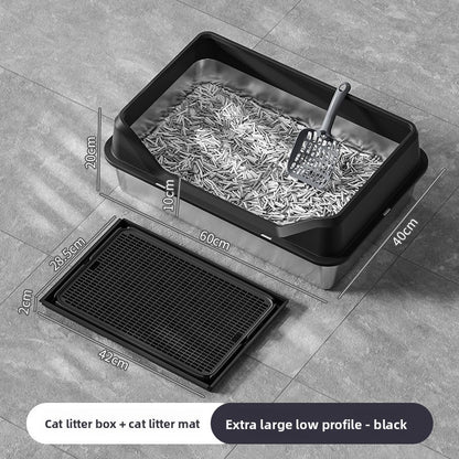 Stainless Steel Cat Litter Box with Anti-Splash Cover