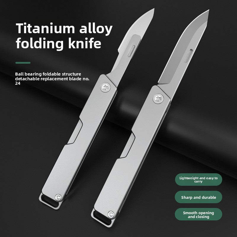 Titanium Alloy Folding Utility Knife with D2 Blade