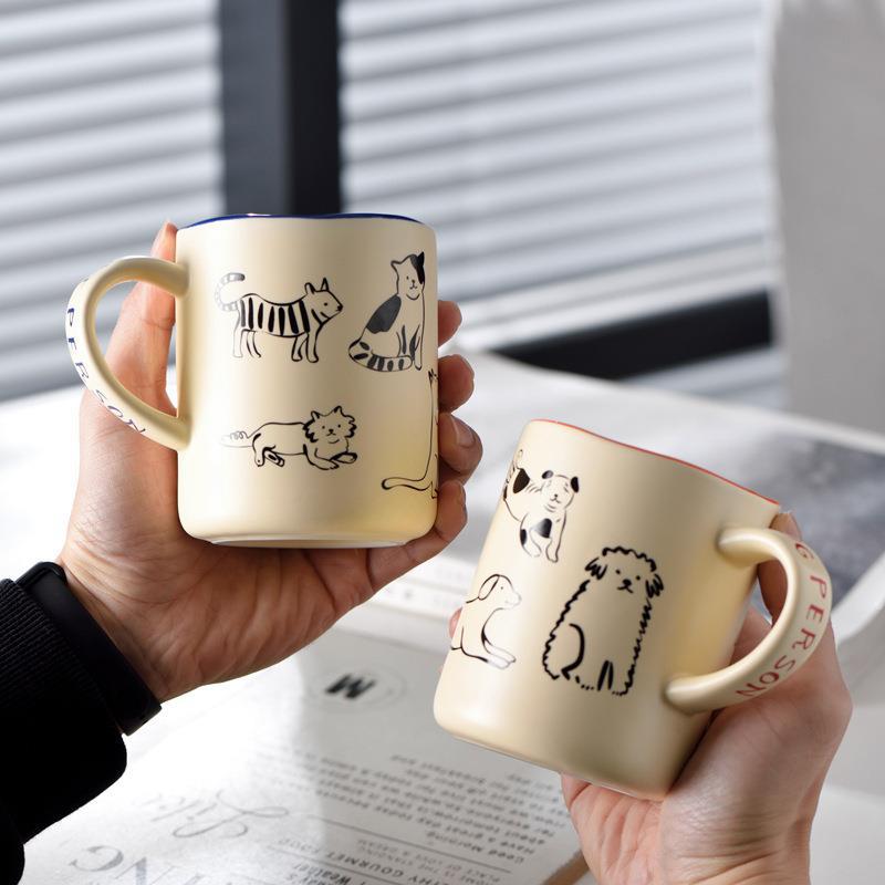 Cartoon Cat Dog Ceramic Mug