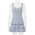Sleeveless Backless Striped Dress