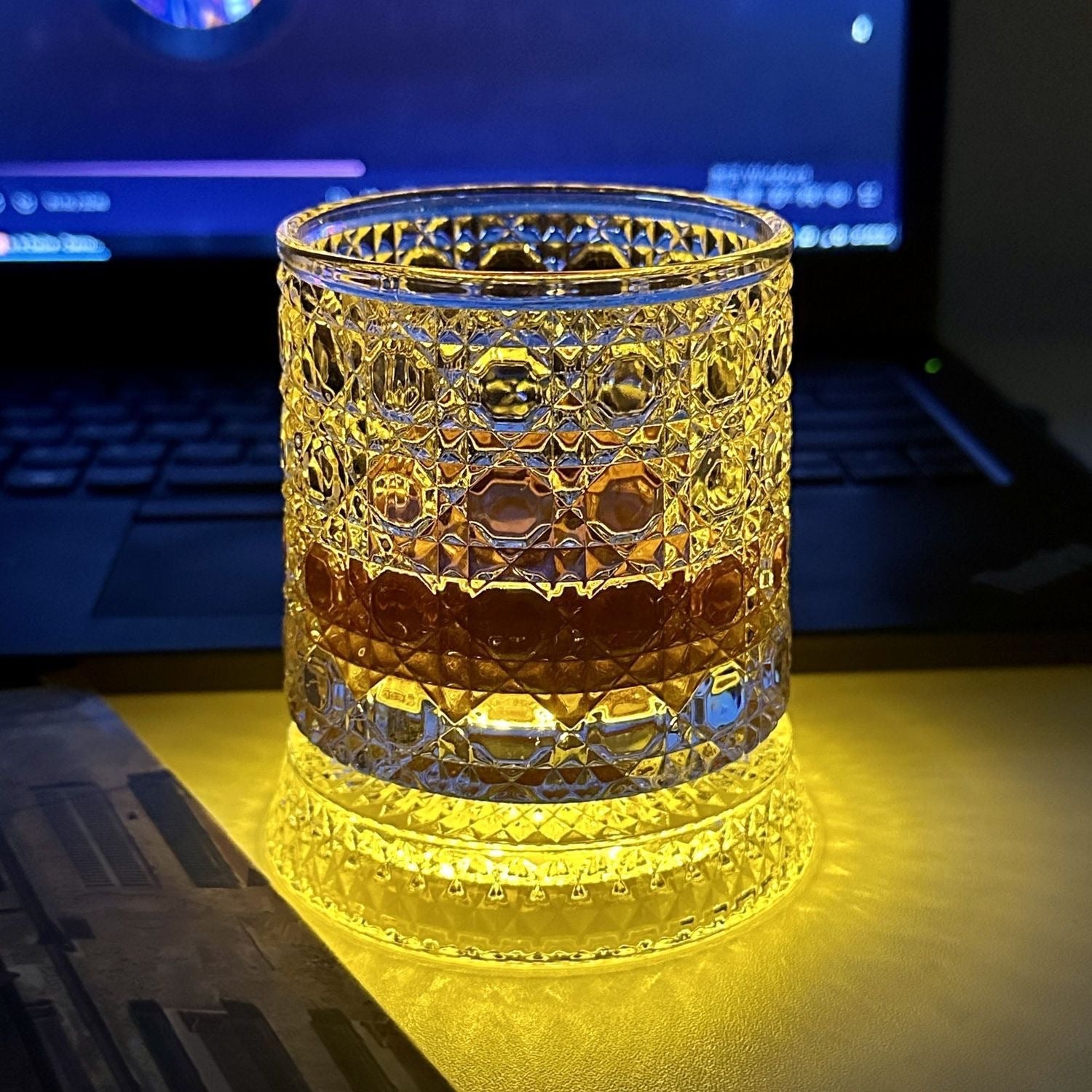 Rotating Luminous Whiskey Glass with Coaster