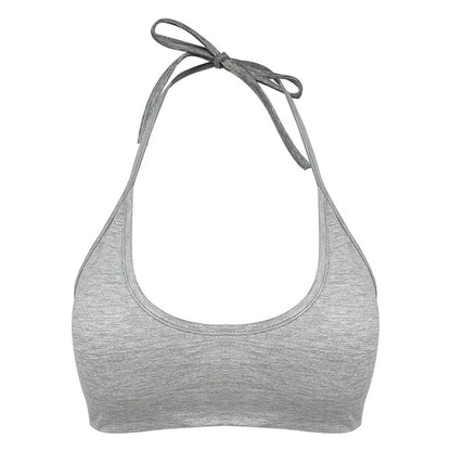Womens Yoga Sports Bra with Fixed Cups Halter Neck High Elasticity Breathable