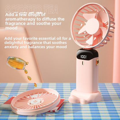 Portable USB Rechargeable Handheld Fan with Digital Display