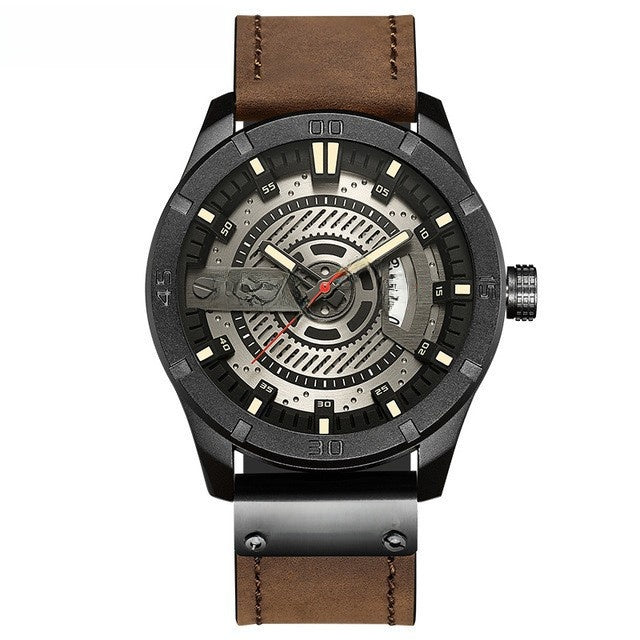 Curren Mens Calendar Leather Strap Watch