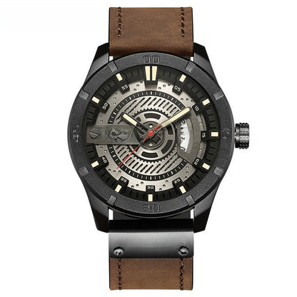 Curren Mens Calendar Leather Strap Watch