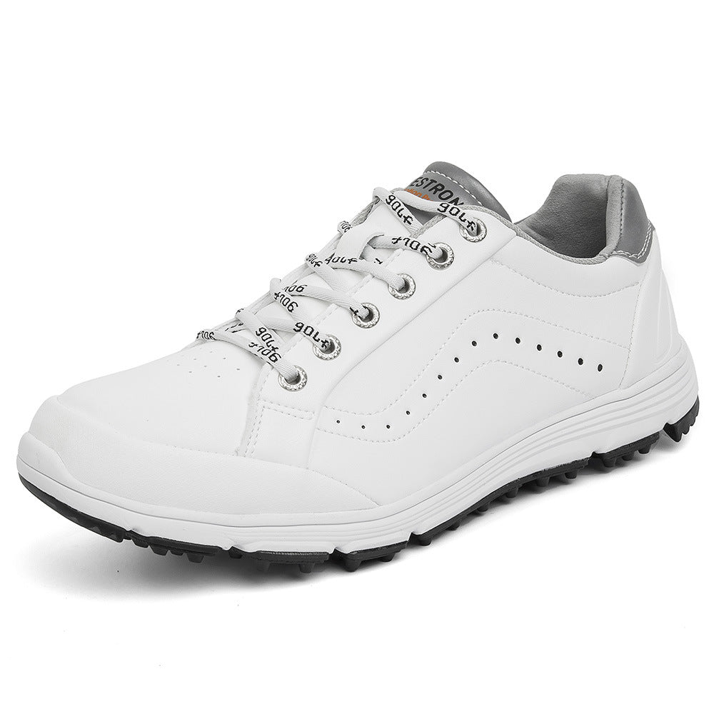 Men's Casual Golf Shoes with Fixed Spikes and Breathable Design