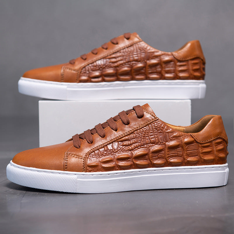 Genuine Leather Crocodile Pattern Casual Shoes for Men