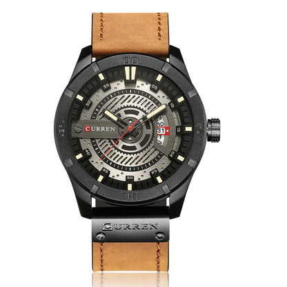 Curren Mens Calendar Leather Strap Watch