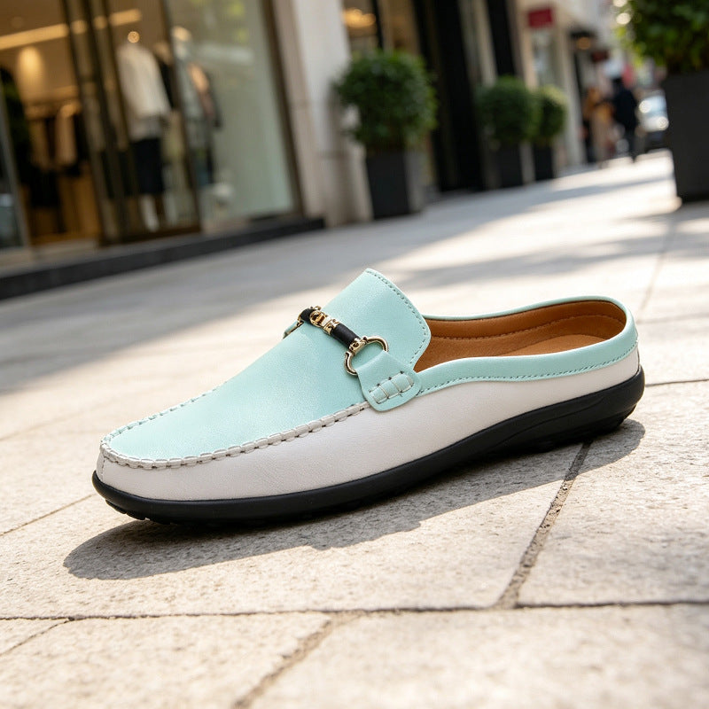 Mens Soft Leather Slip-On Slippers